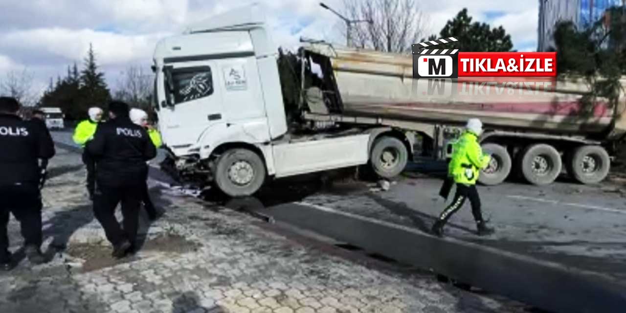 Konya’da facianın eşiğinden dönüldü! Kontrolden çıkan tır karşı şeride geçti