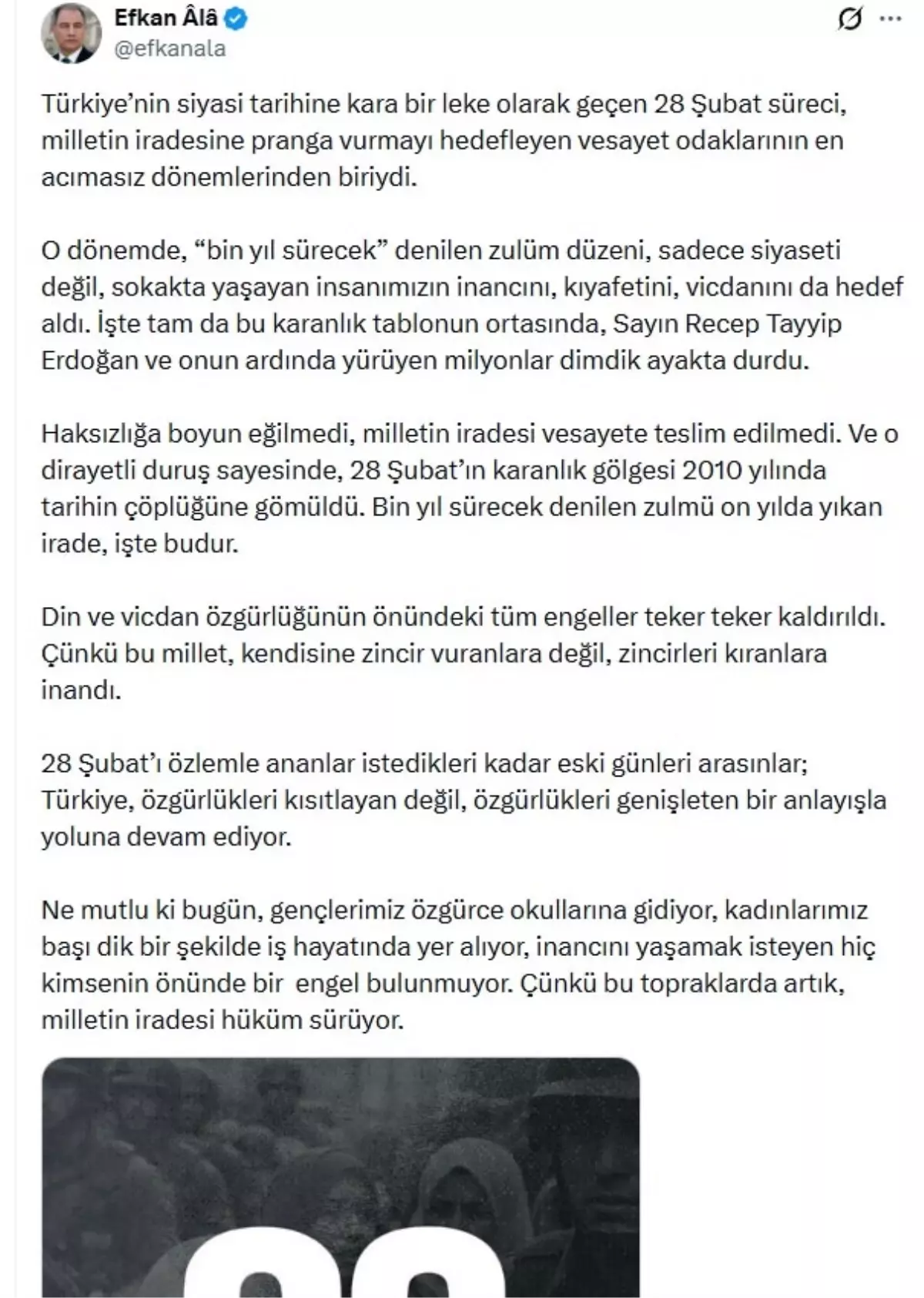 AK Parti’li Ala: 28 Şubat süreci, vesayet odaklarının en acımasız dönemlerindendi